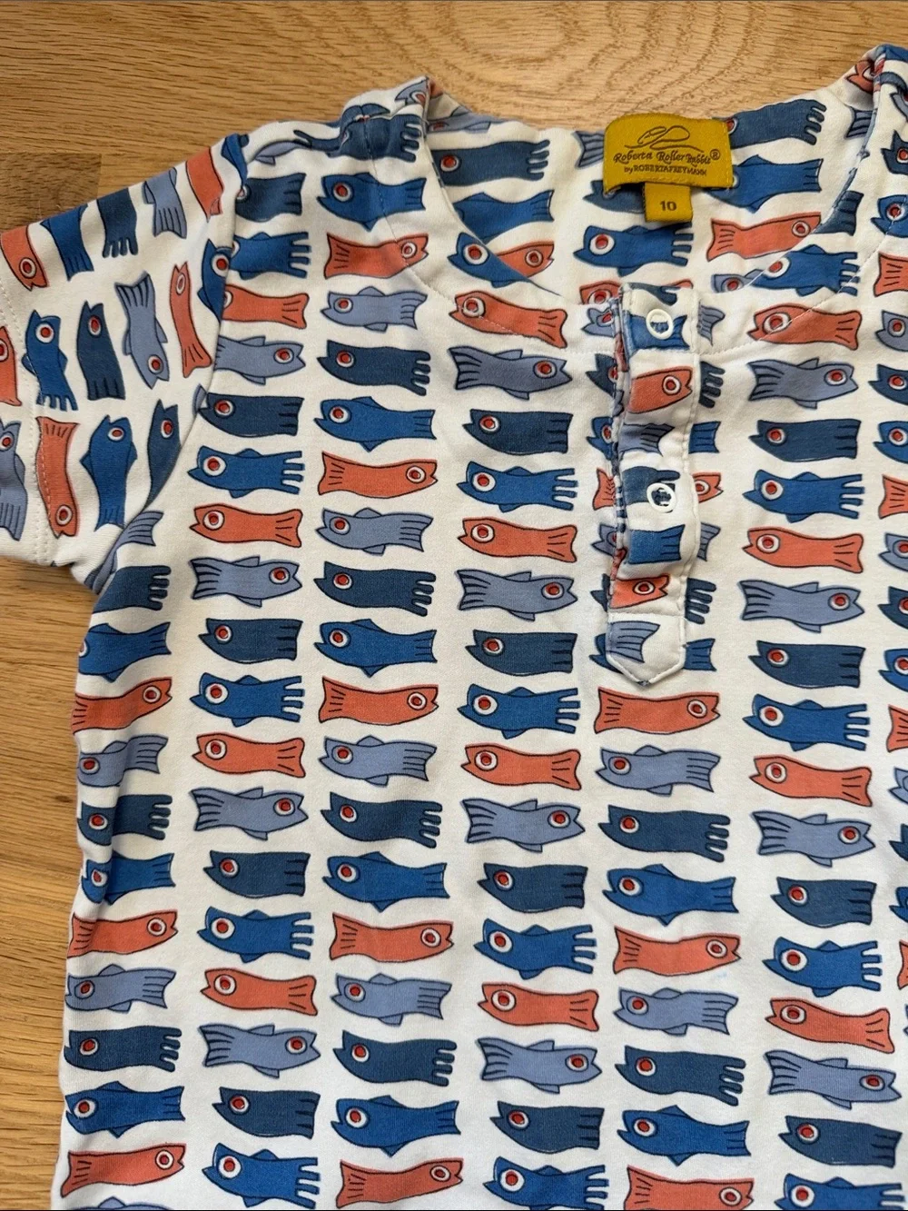 Roberta Roller Rabbit Kids Short Sleeve Pajama Set Blue/Orange Fish Sz  10